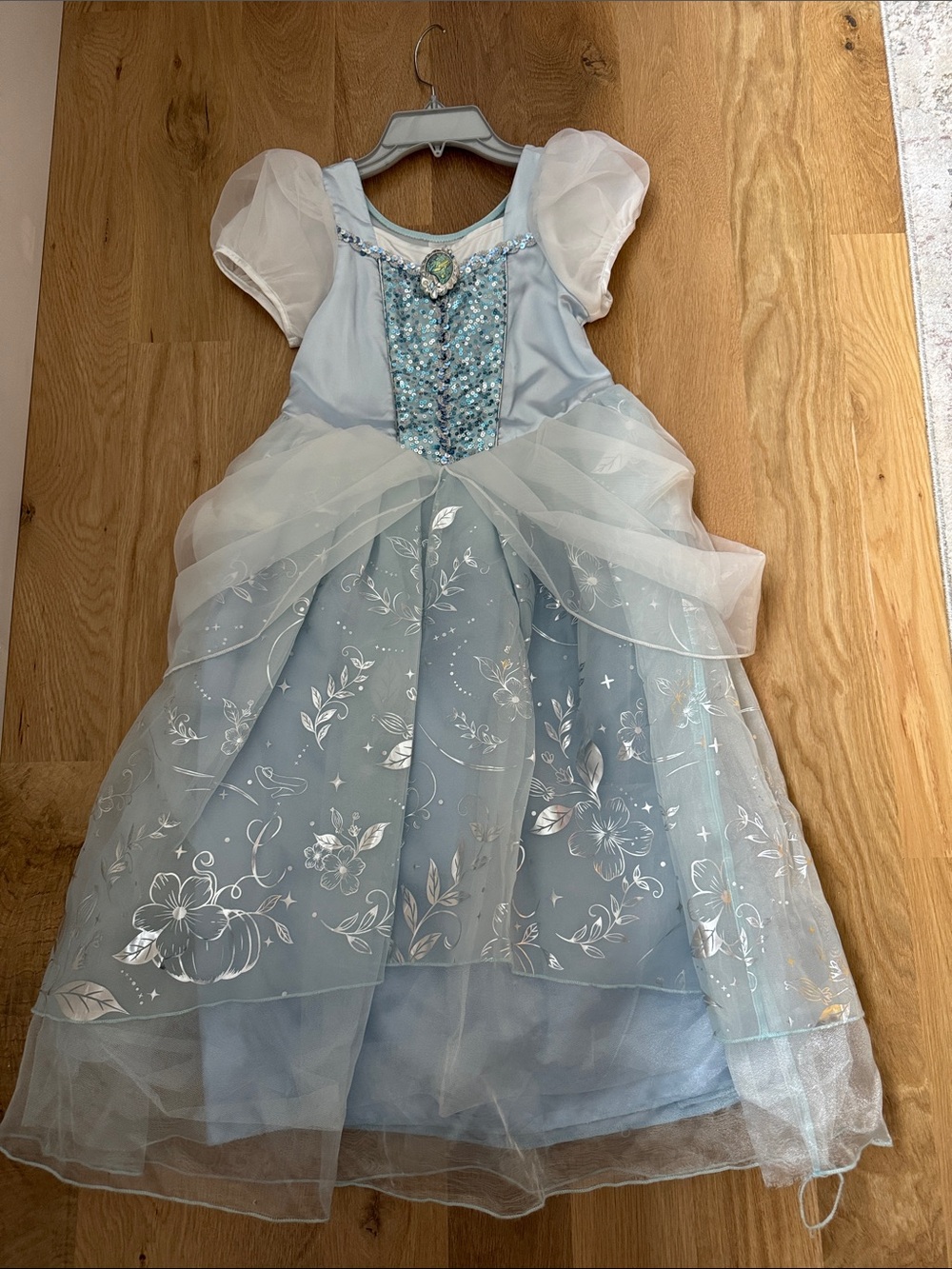 Disney Blue Sequin Floral Princess Costume Dress